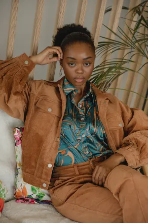 Corduroy Pleat Sleeve Worker Jacket