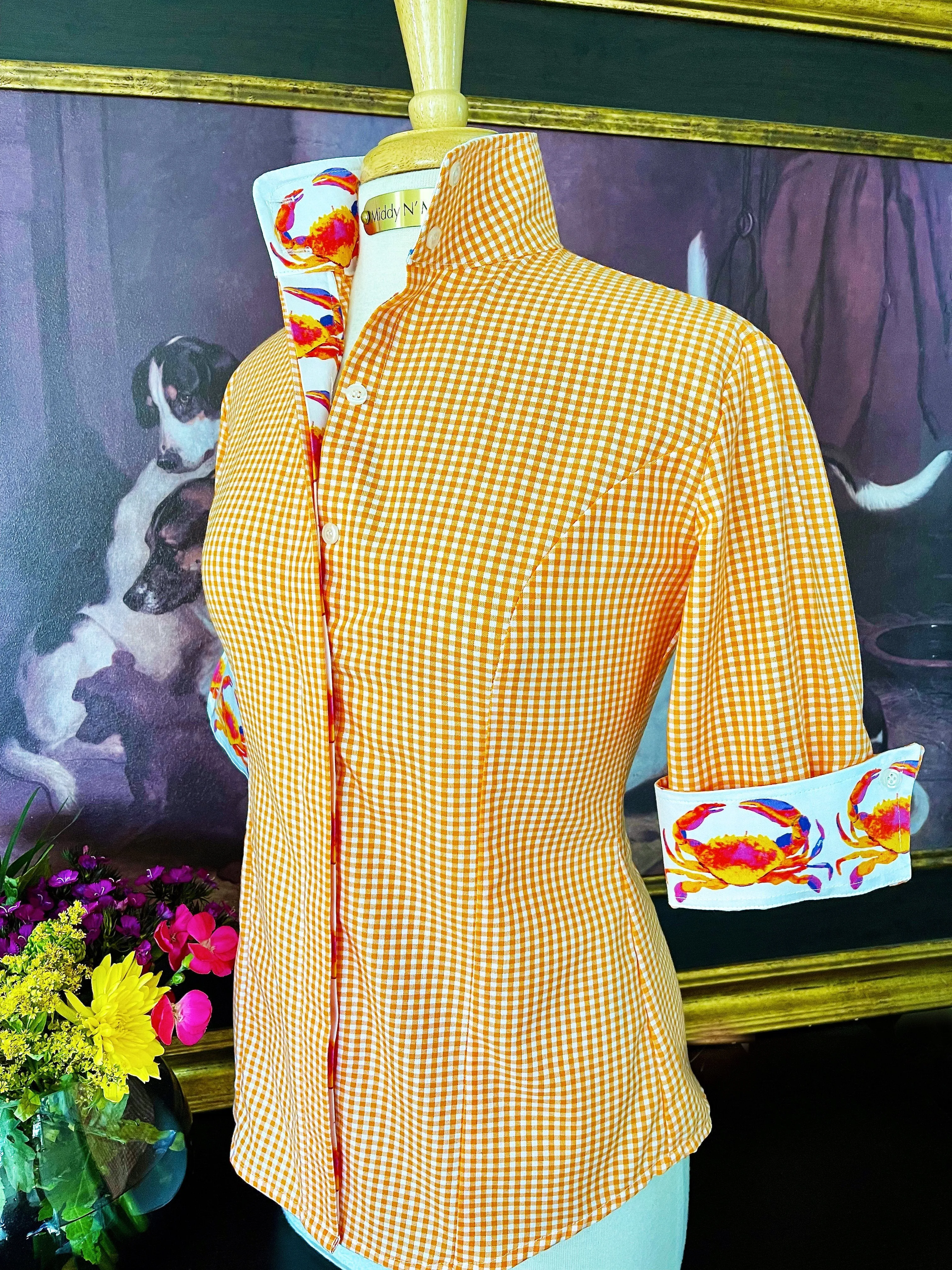 CRAB LOVE ON ORANGE GINGHAM
