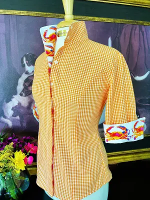 CRAB LOVE ON ORANGE GINGHAM