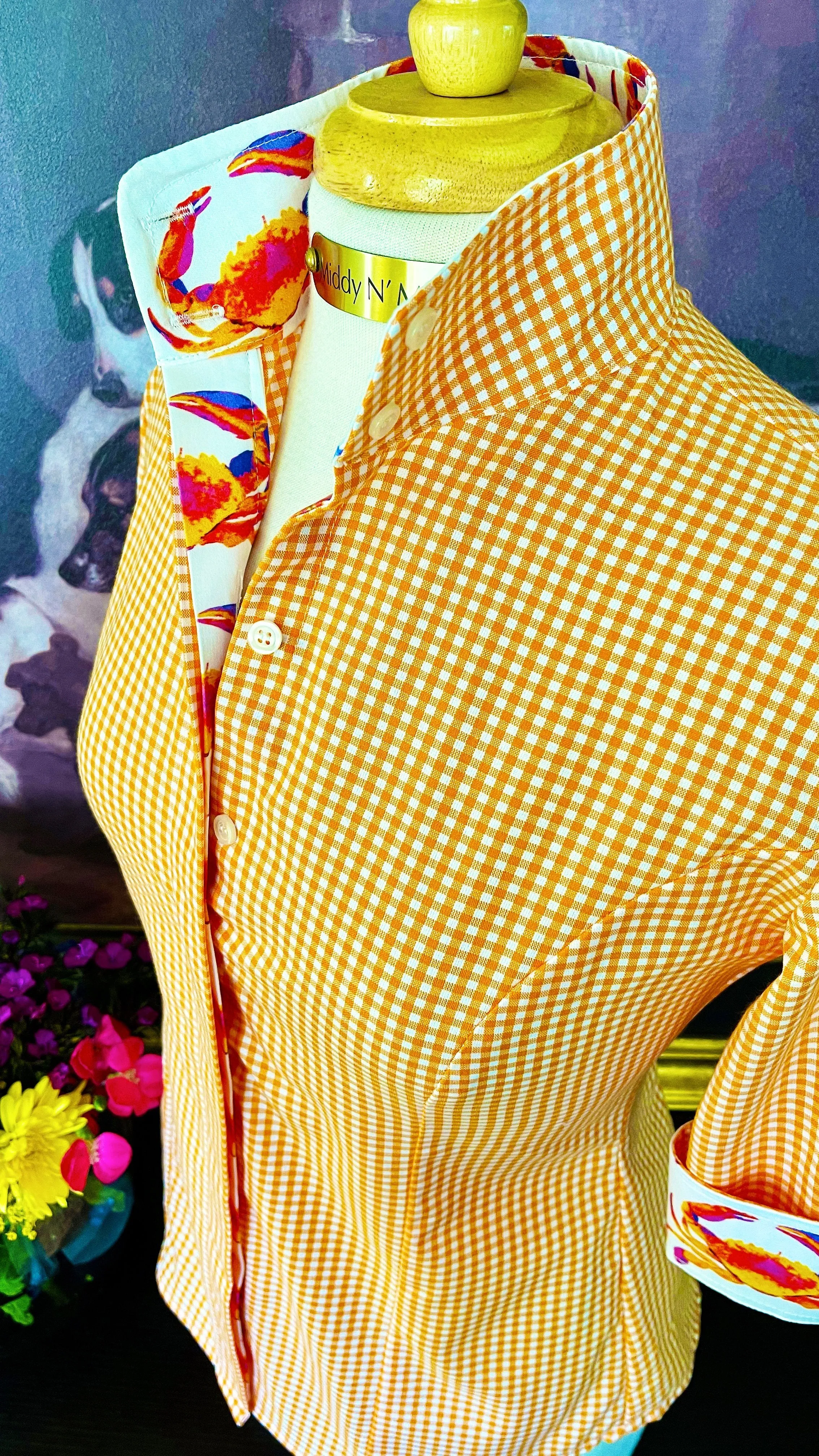 CRAB LOVE ON ORANGE GINGHAM