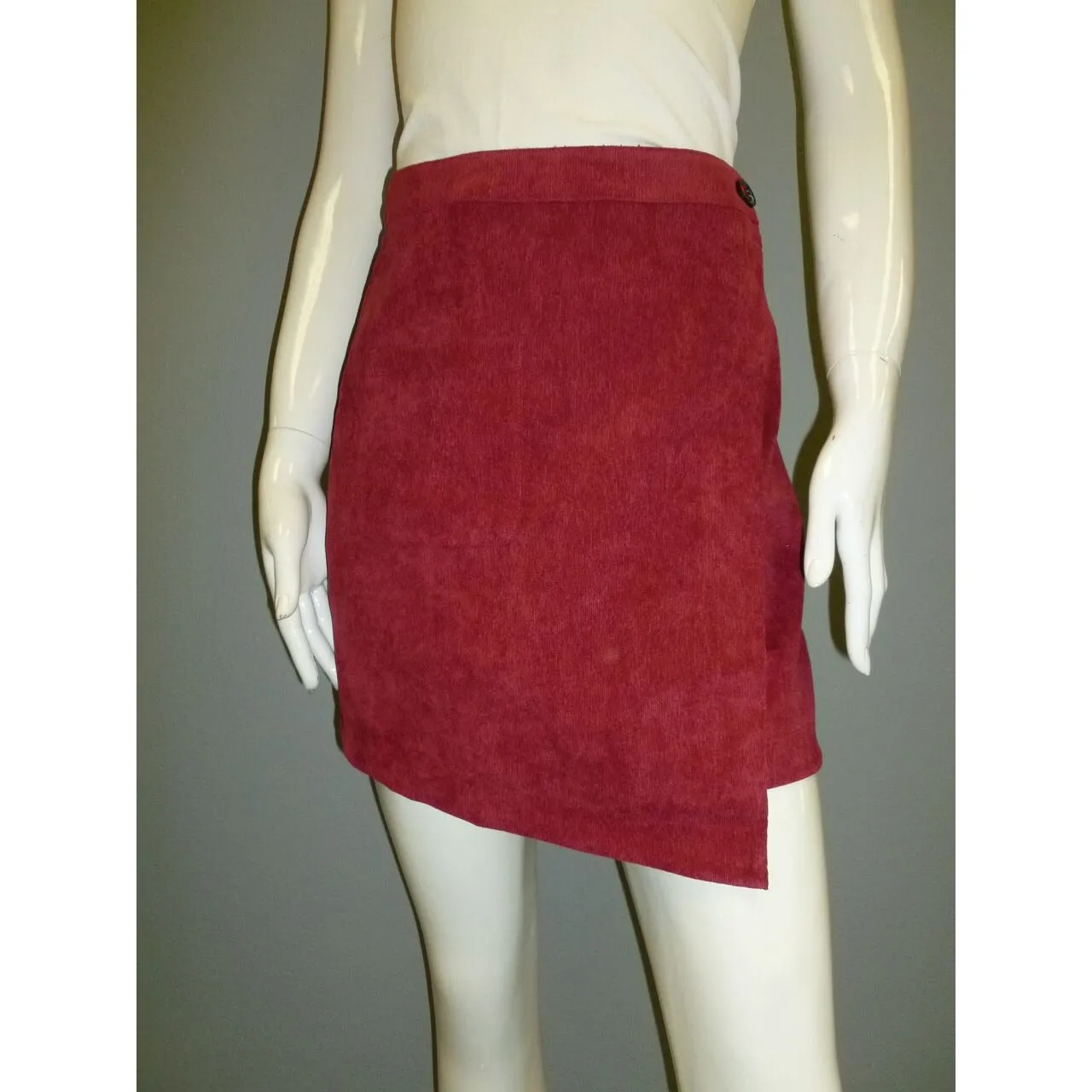 Cranberry Corduroy Wrap Skirt