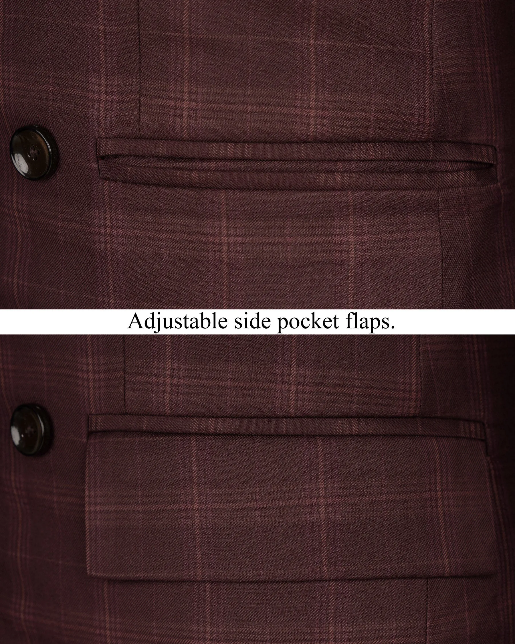 Crater Brown Super fine Plaid Double Breasted Wool Rich Blazer
