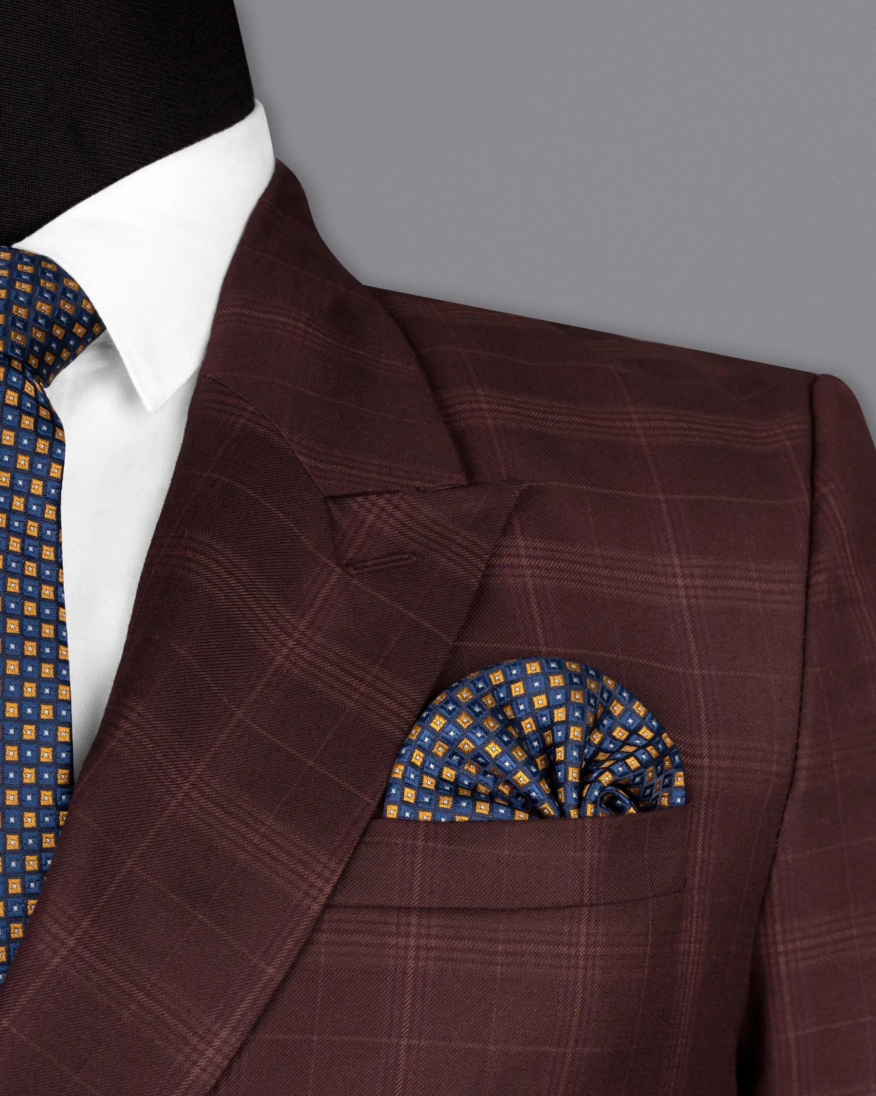 Crater Brown Super fine Plaid Double Breasted Wool Rich Blazer