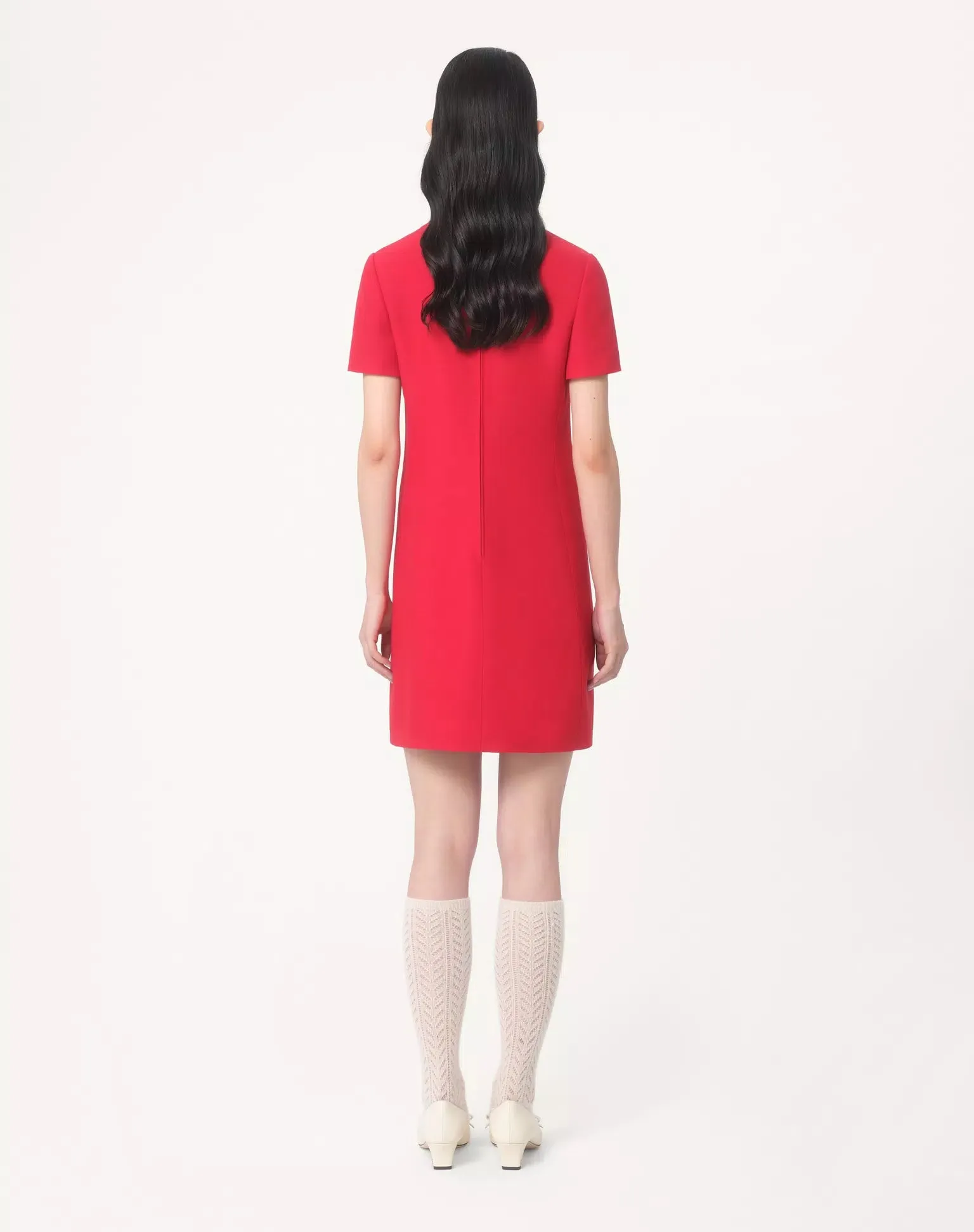 crepe couture bow mini dress in red