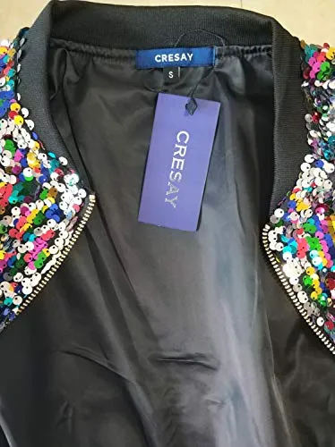 Cresay Women's Sequin Bomber Blazer Jacket