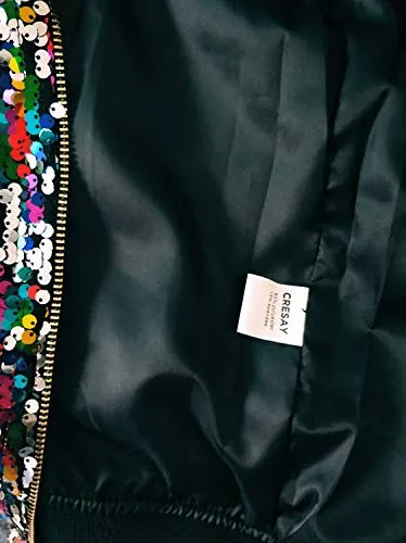 Cresay Women's Sequin Bomber Blazer Jacket
