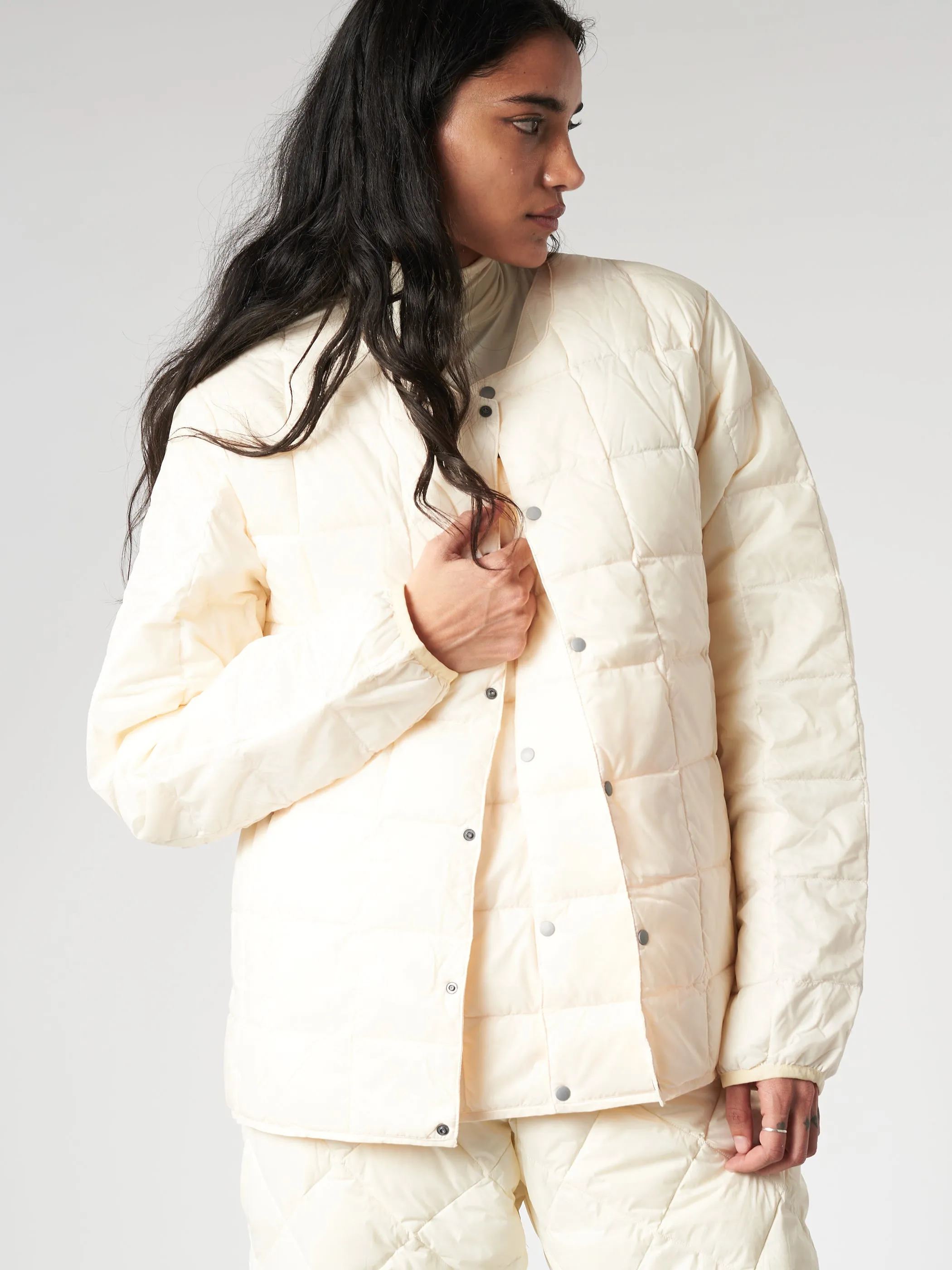Crew Neck Button Down Jacket