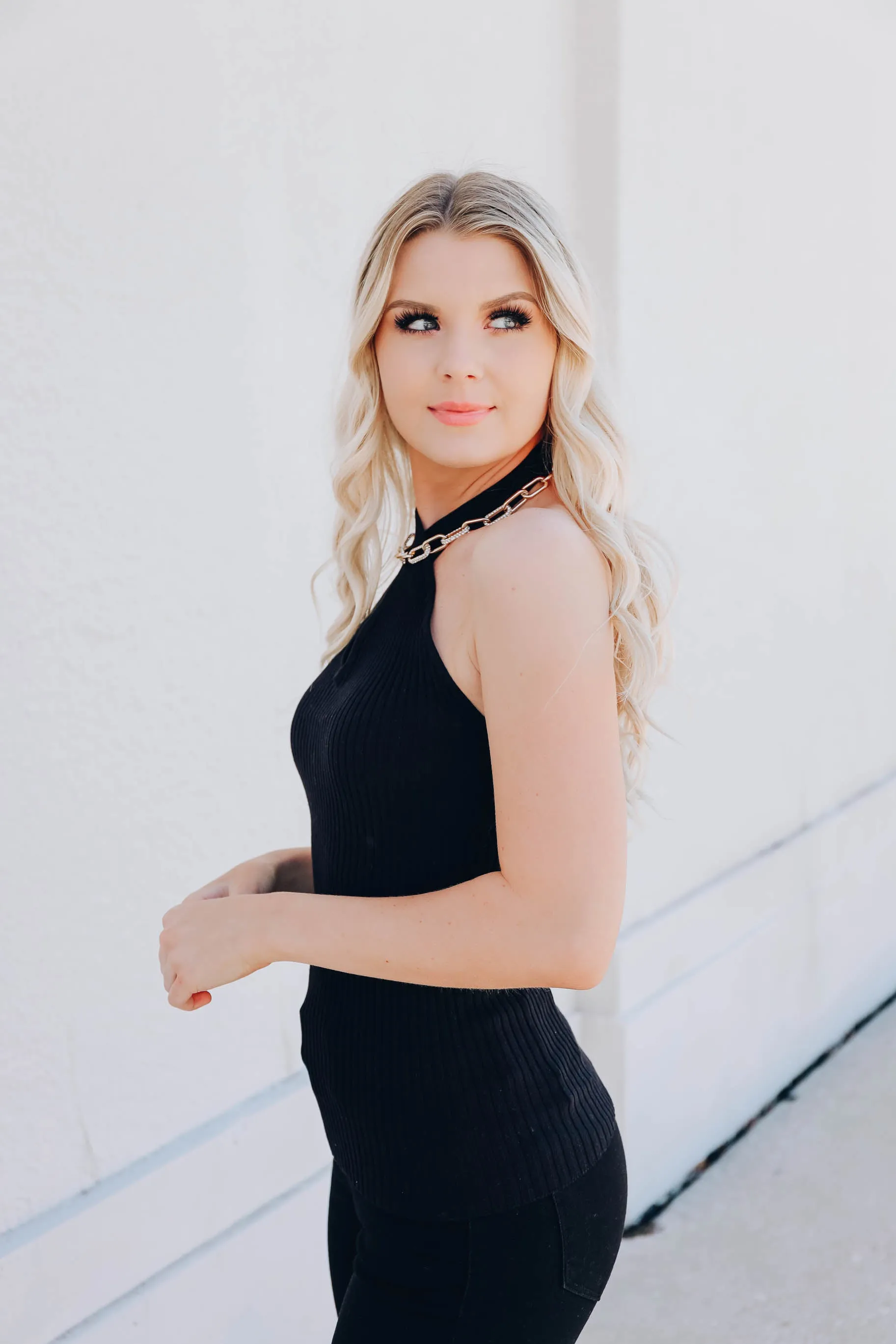 Cross My Heart Halter Top - Black