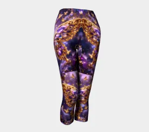 Crystal Purple Butterflies Capri Leggings