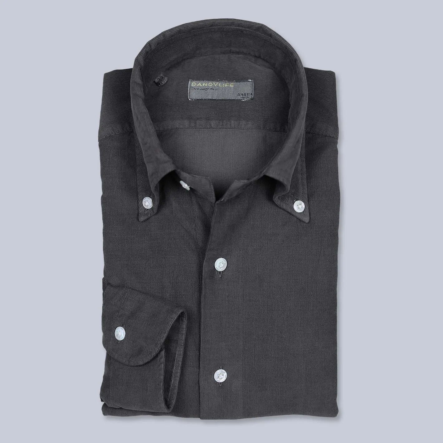 Dark Brown Cotton Corduroy Button Down Shirt