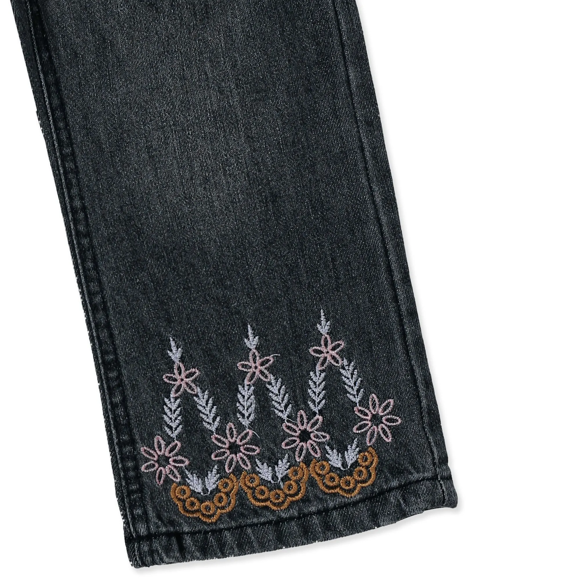 Dark Grey Girls' Bell-Bottom Jeans