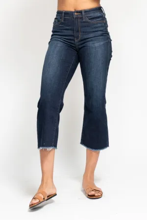 Dark High Waist Cropped Wide Leg Judy Blue Capris 3/3/25 9661