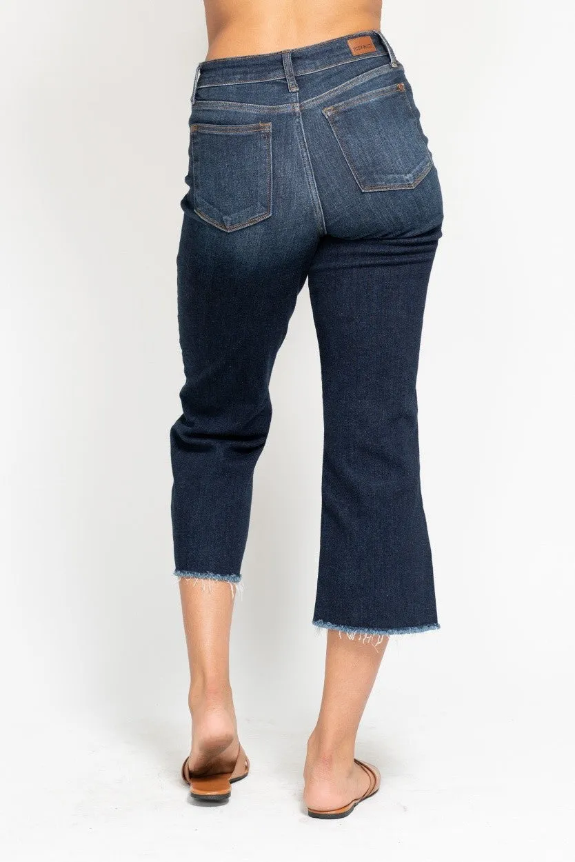 Dark High Waist Cropped Wide Leg Judy Blue Capris 3/3/25 9661