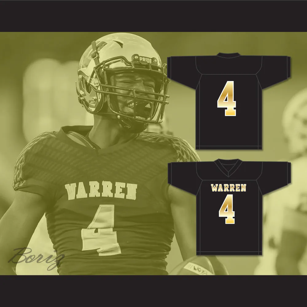 David Bell 4 Warren Central High School Warriors Black Football Jersey 1