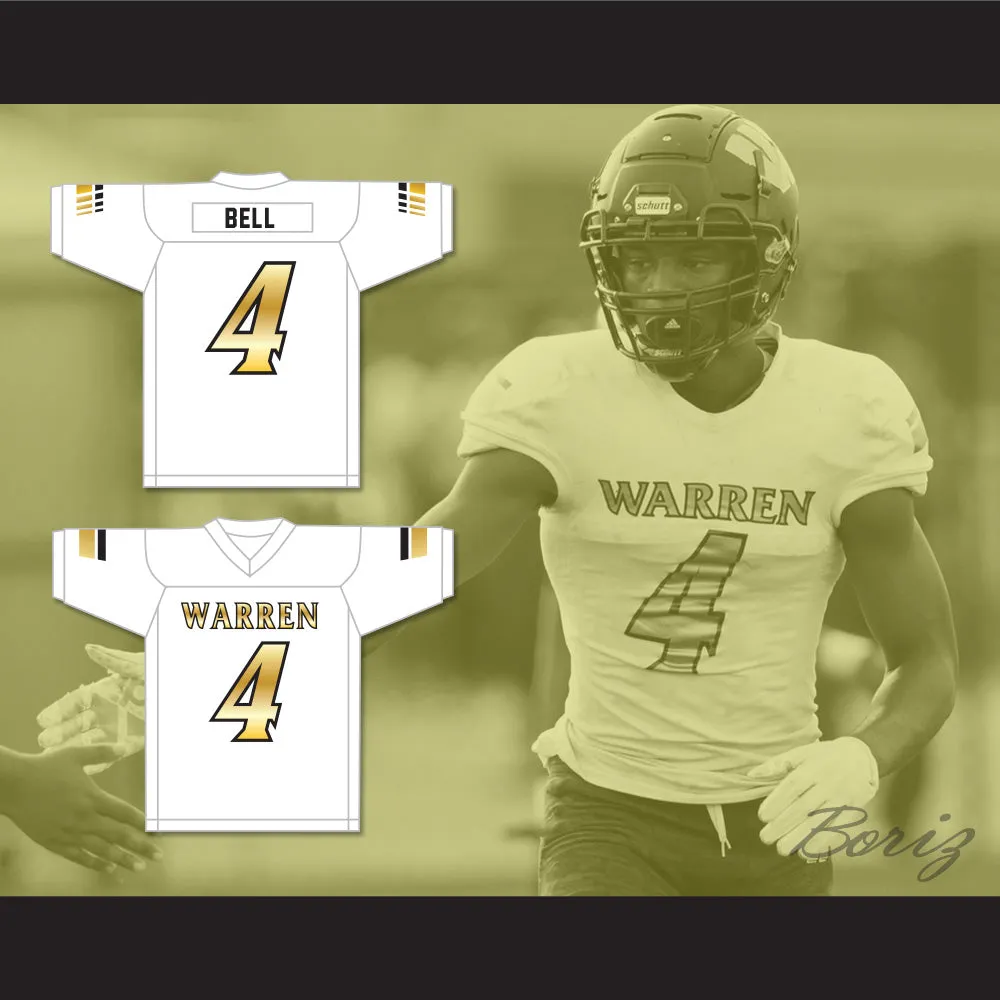 David Bell 4 Warren Central High School Warriors White Football Jersey 2