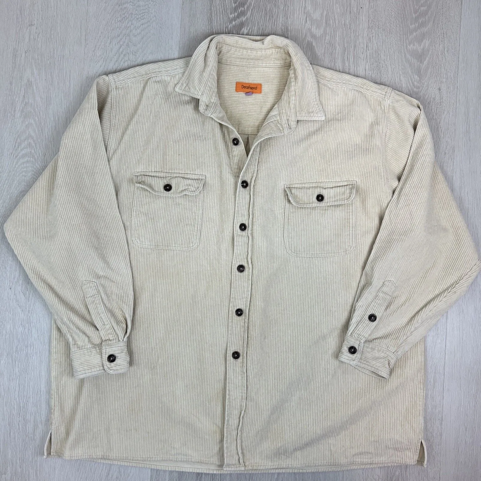 Dear Friend Mens Beige Corduroy Button Up Shacket Size 2XL