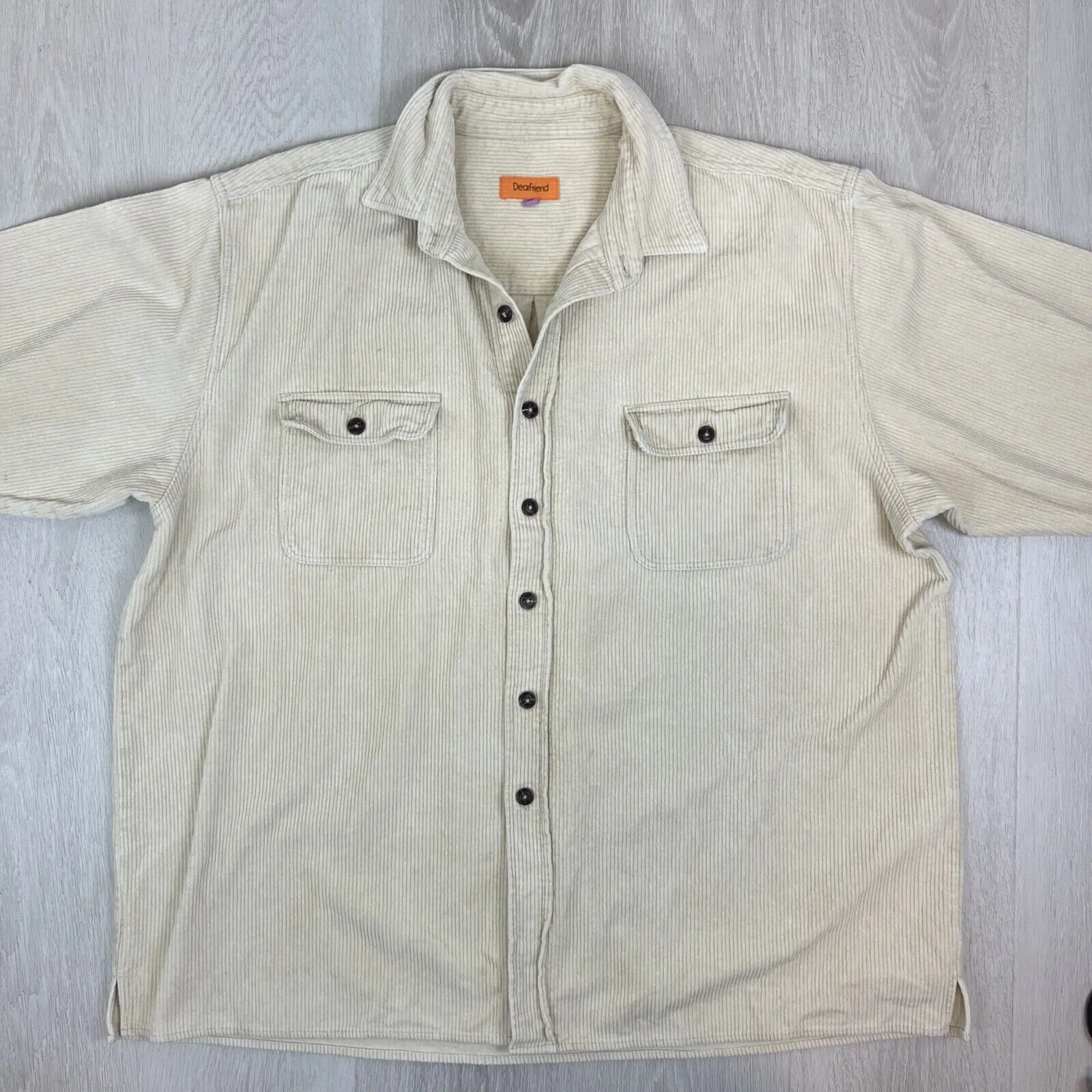 Dear Friend Mens Beige Corduroy Button Up Shacket Size 2XL