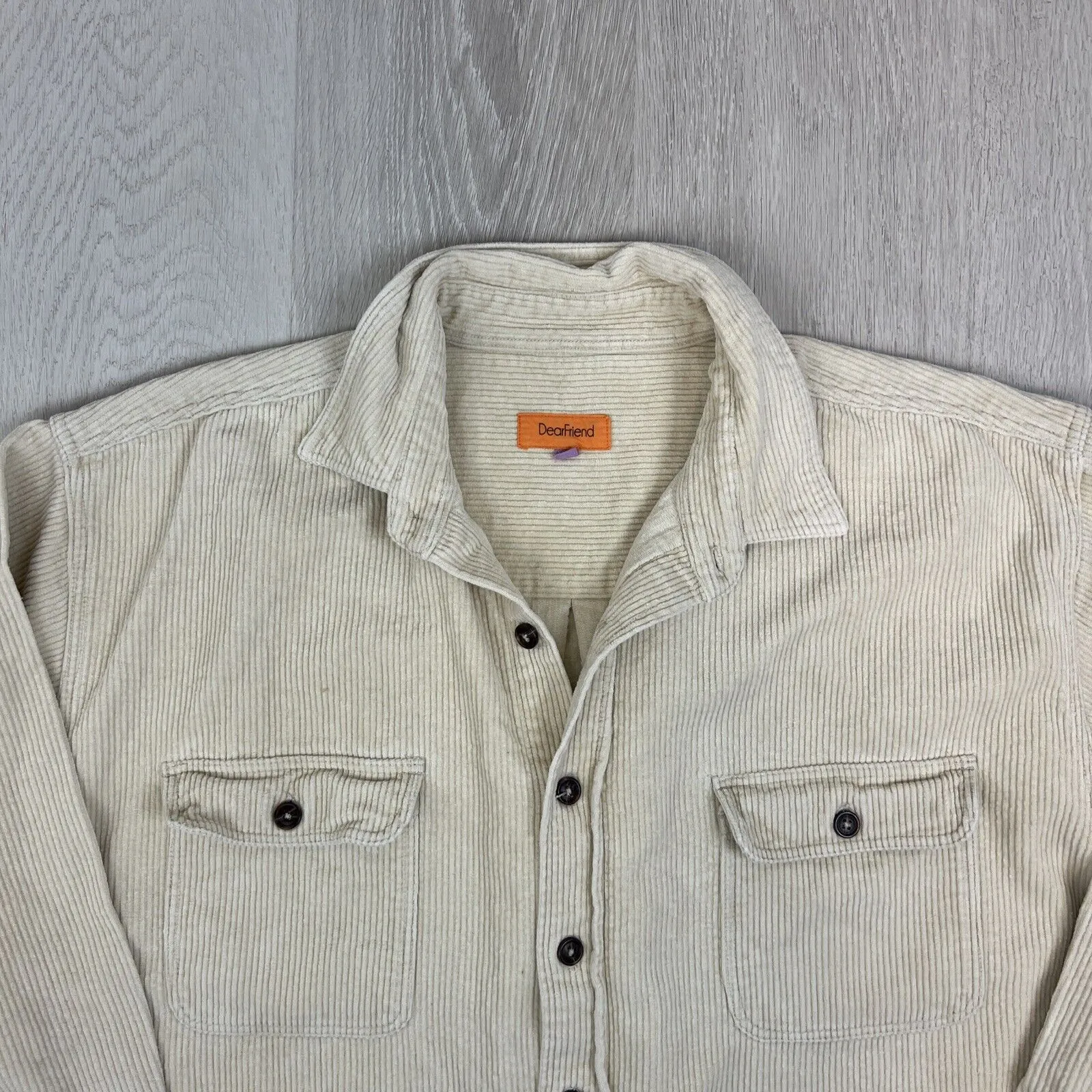 Dear Friend Mens Beige Corduroy Button Up Shacket Size 2XL