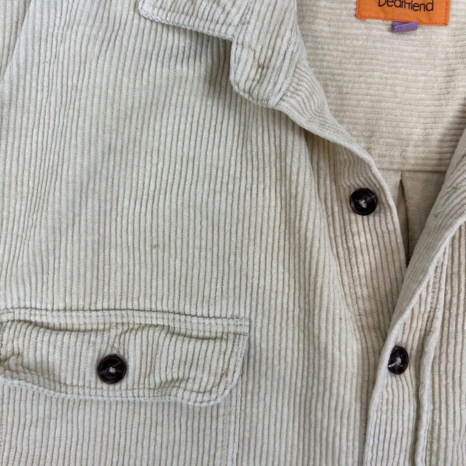Dear Friend Mens Beige Corduroy Button Up Shacket Size 2XL