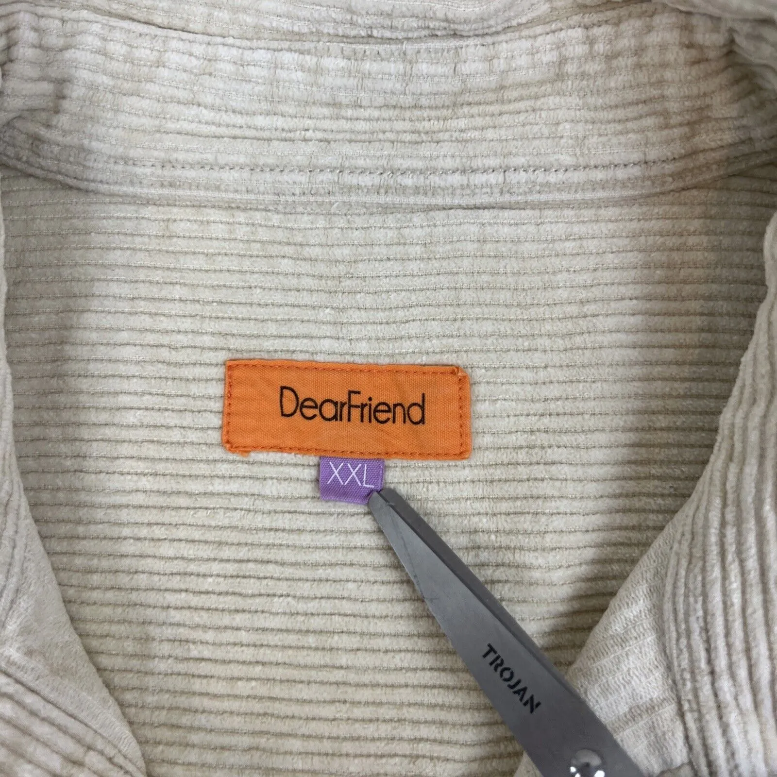 Dear Friend Mens Beige Corduroy Button Up Shacket Size 2XL