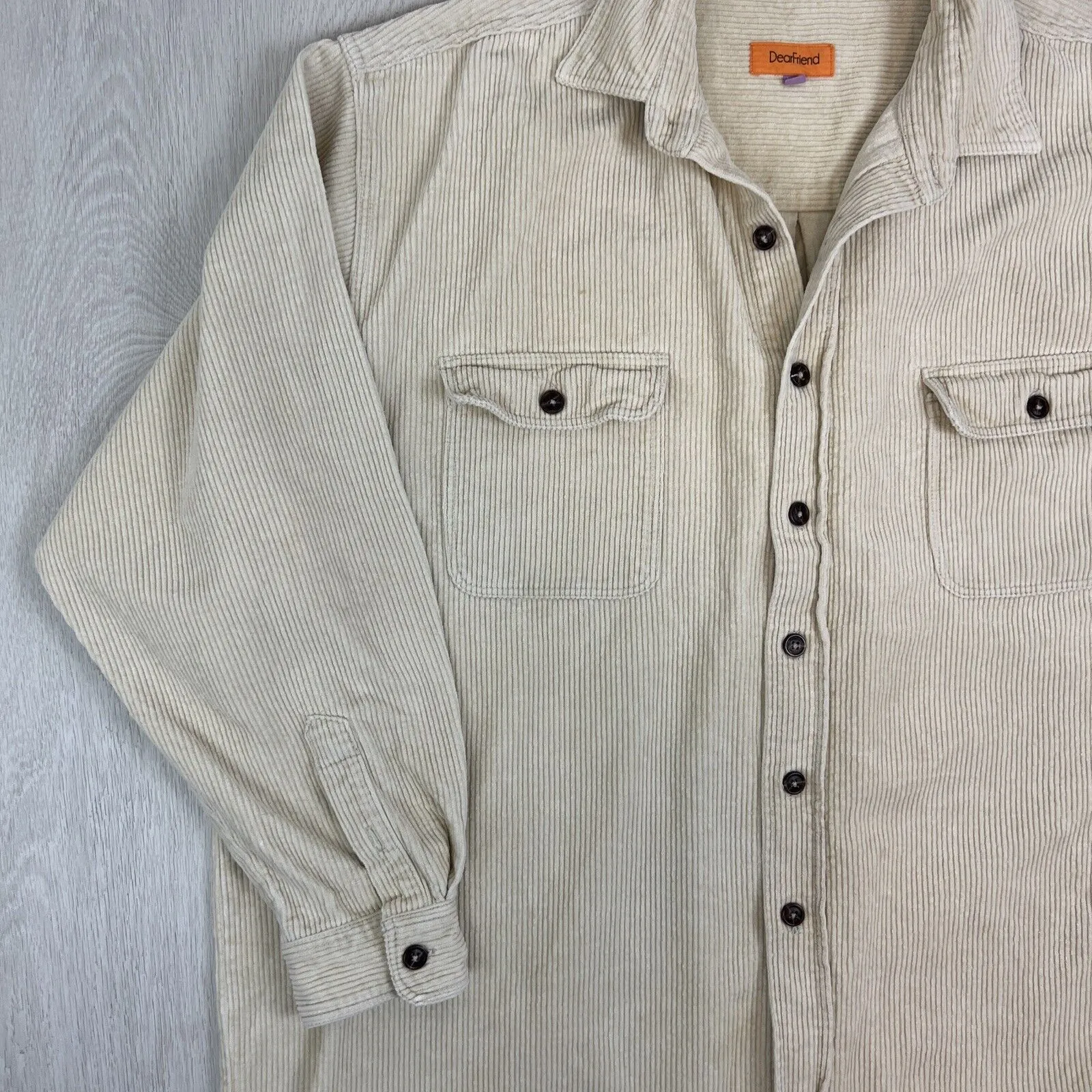 Dear Friend Mens Beige Corduroy Button Up Shacket Size 2XL