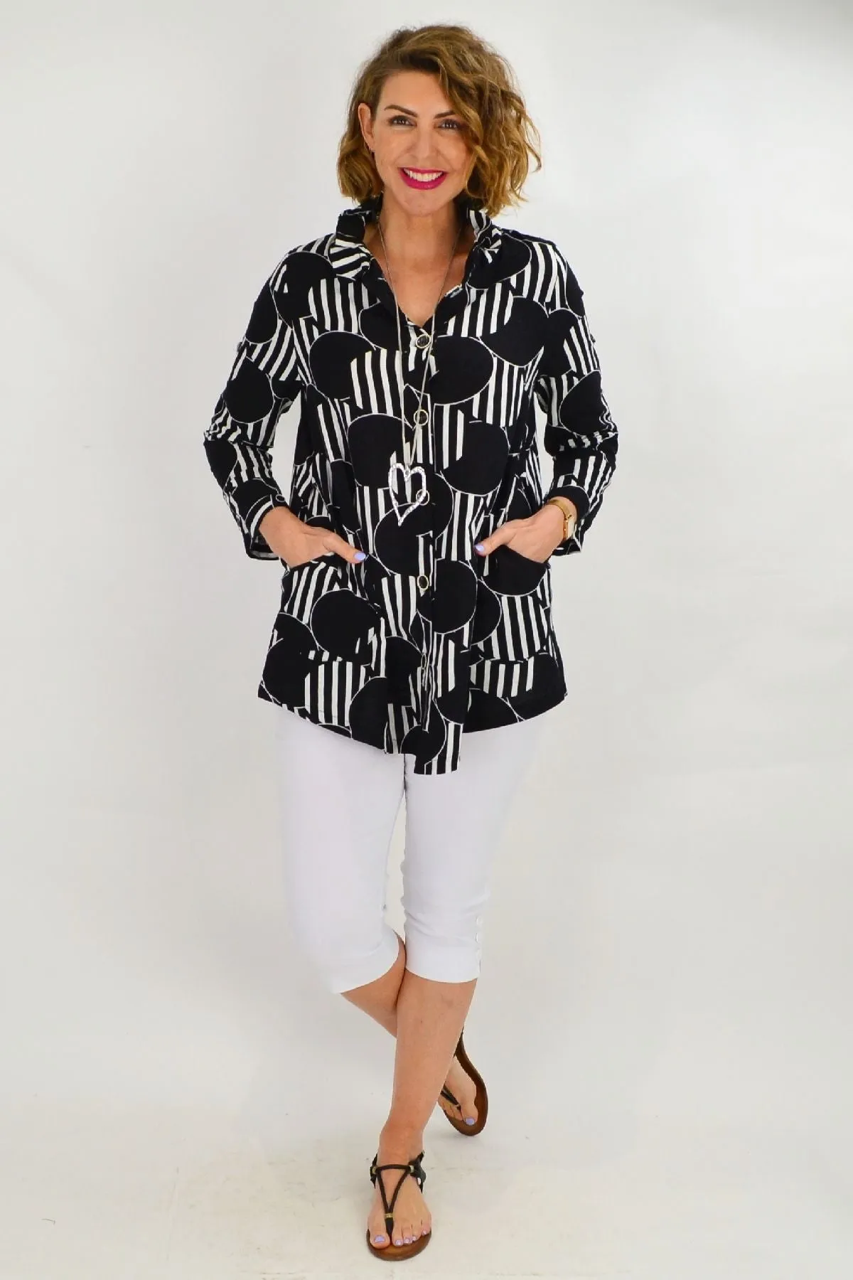 Deck Of Cards High Collar Tunic Shirt