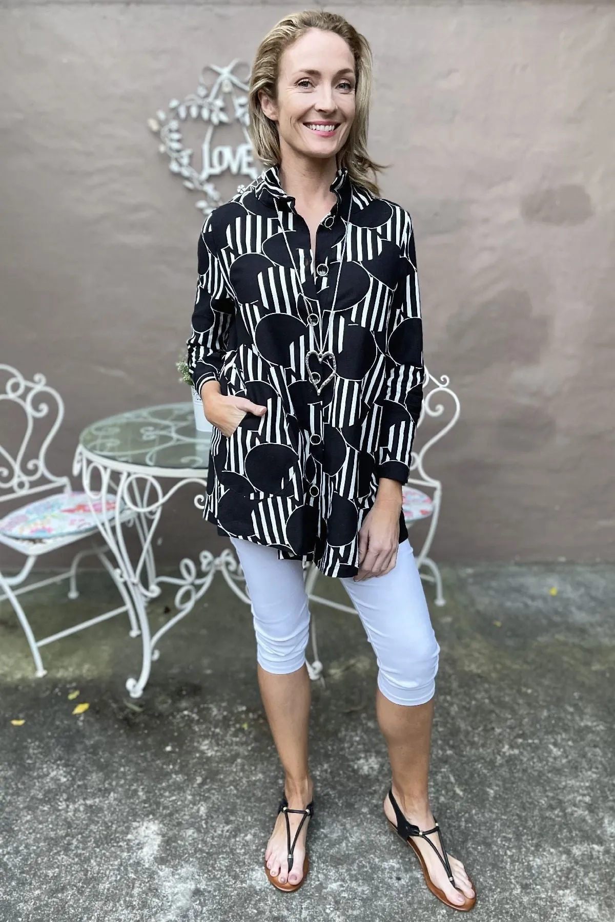 Deck Of Cards High Collar Tunic Shirt