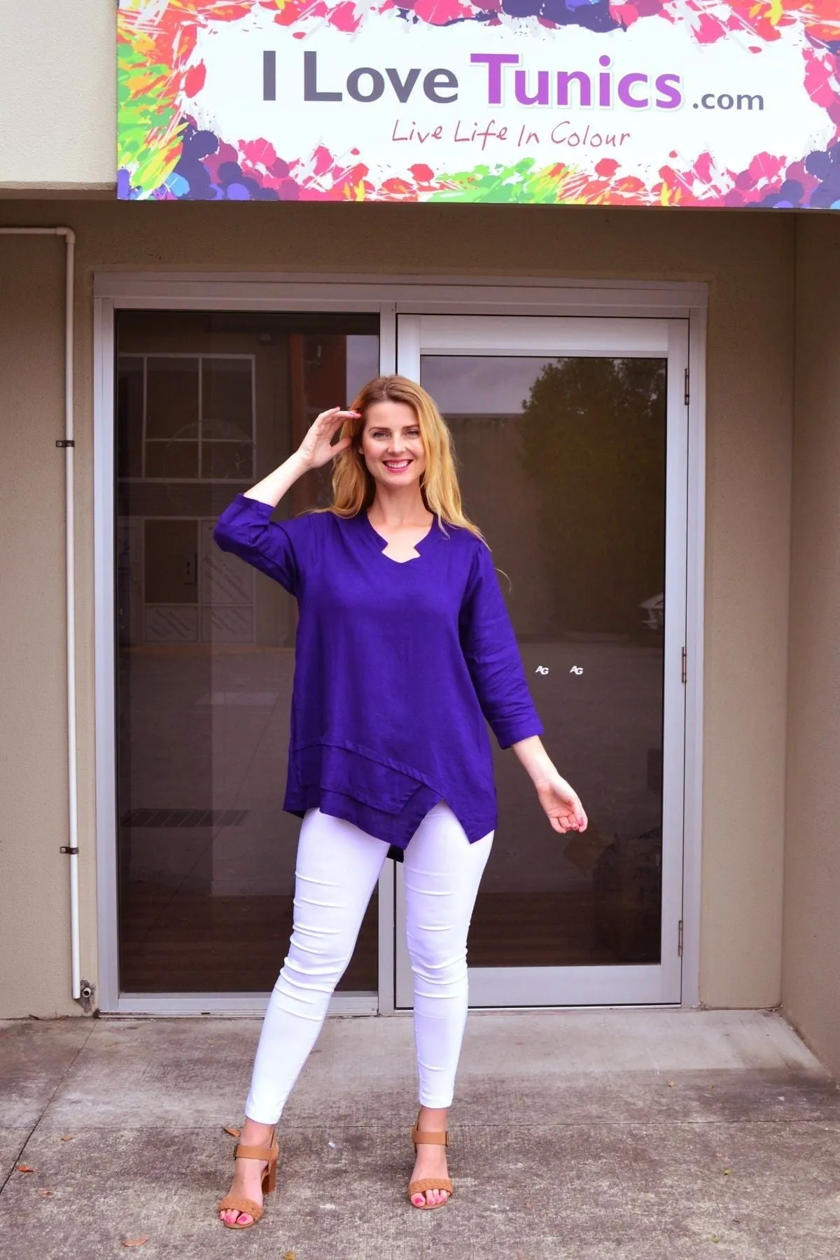 Deep Purple Linen Cotton Tunic Top