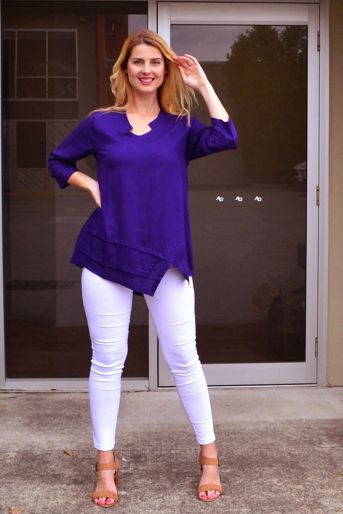 Deep Purple Linen Cotton Tunic Top