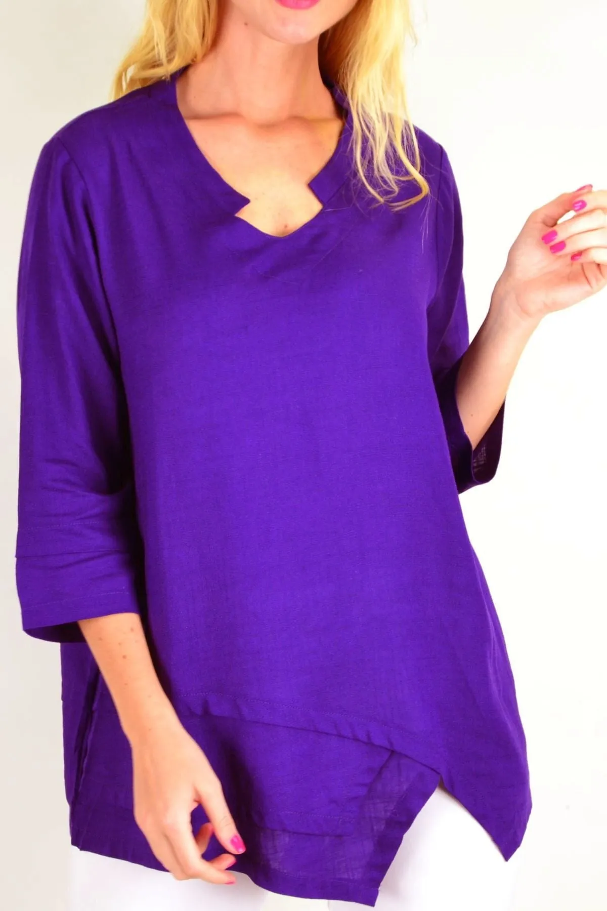 Deep Purple Linen Cotton Tunic Top