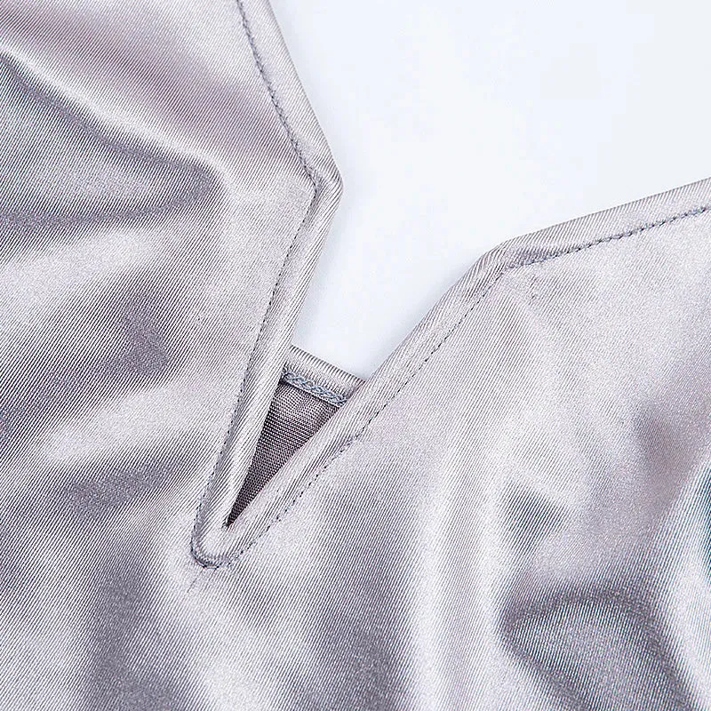 Deep V Backless Satin Silky Mini Dress