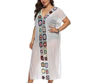 Deep V-neck Short-sleeved Large Size Beach Dress