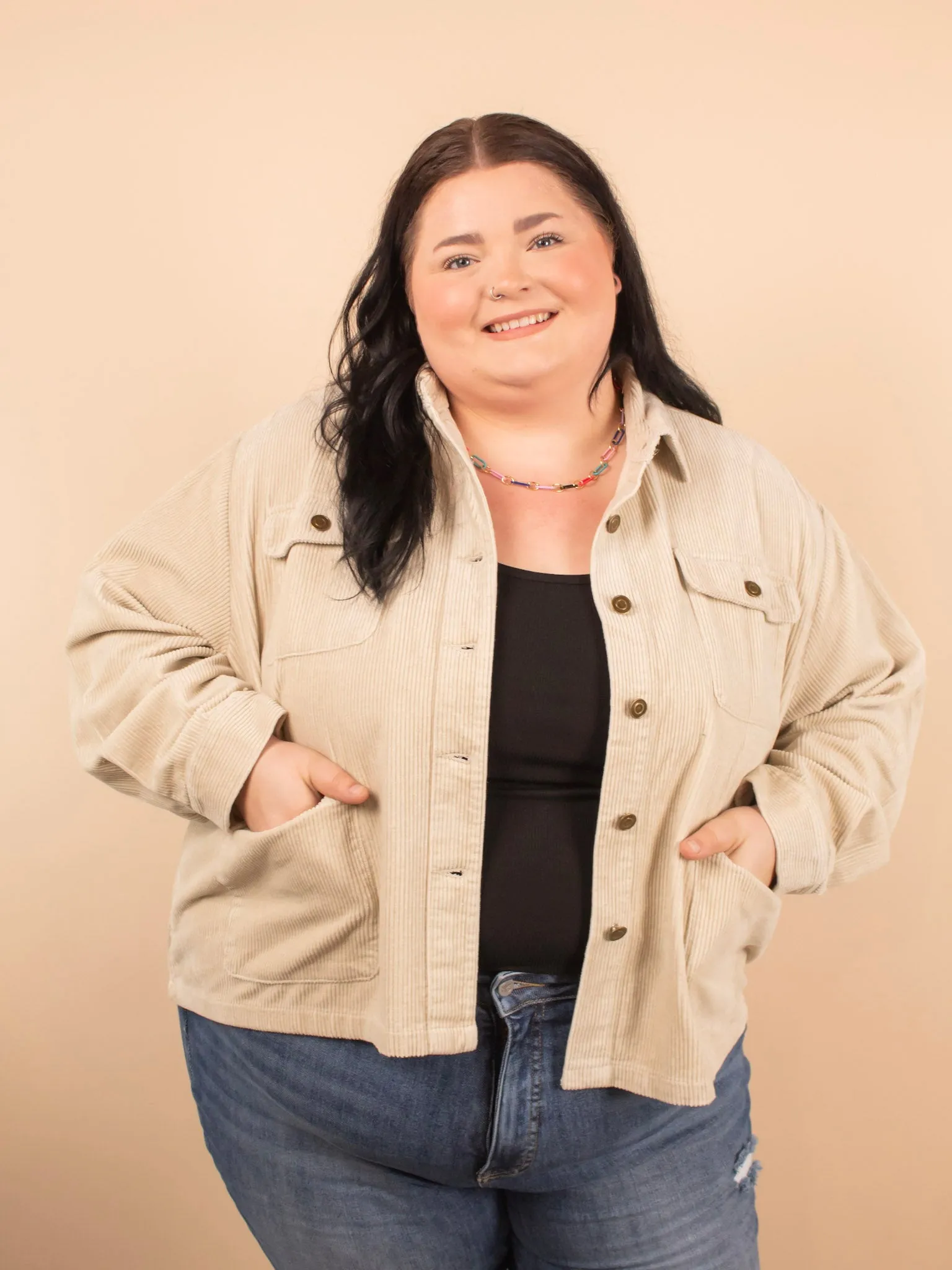 Della Double Pocket Jacket in Bone