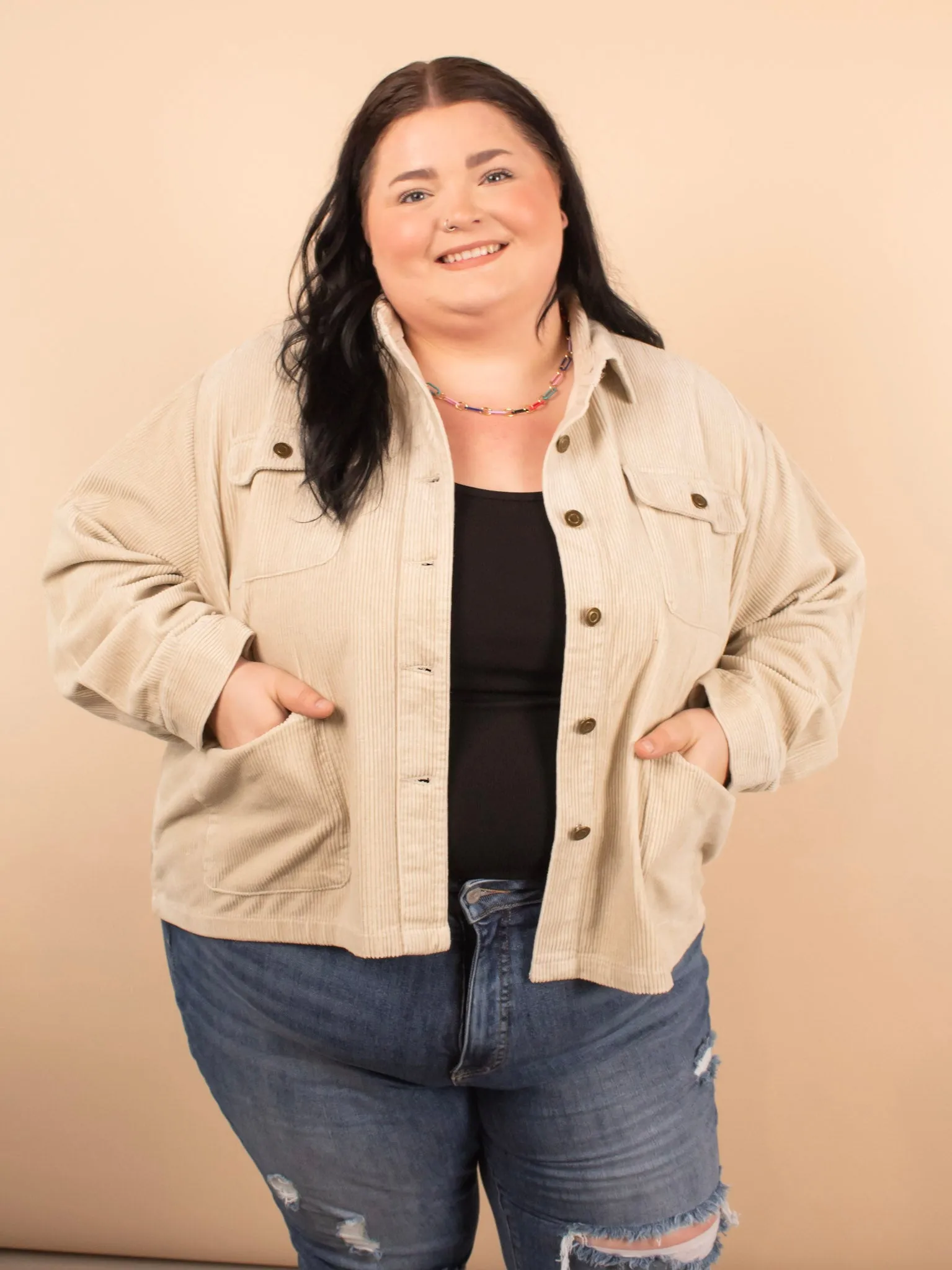 Della Double Pocket Jacket in Bone