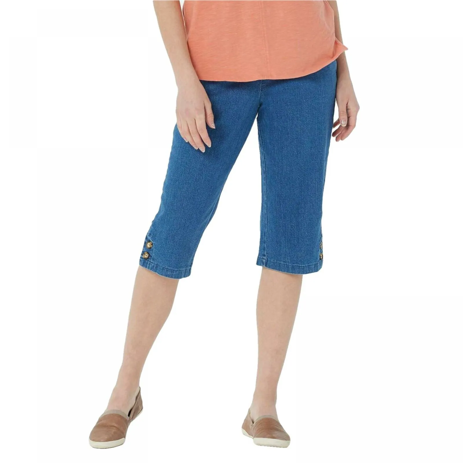 Denim & Co. Women's Denim Pull-on Flat Front Pedal Pusher Pants