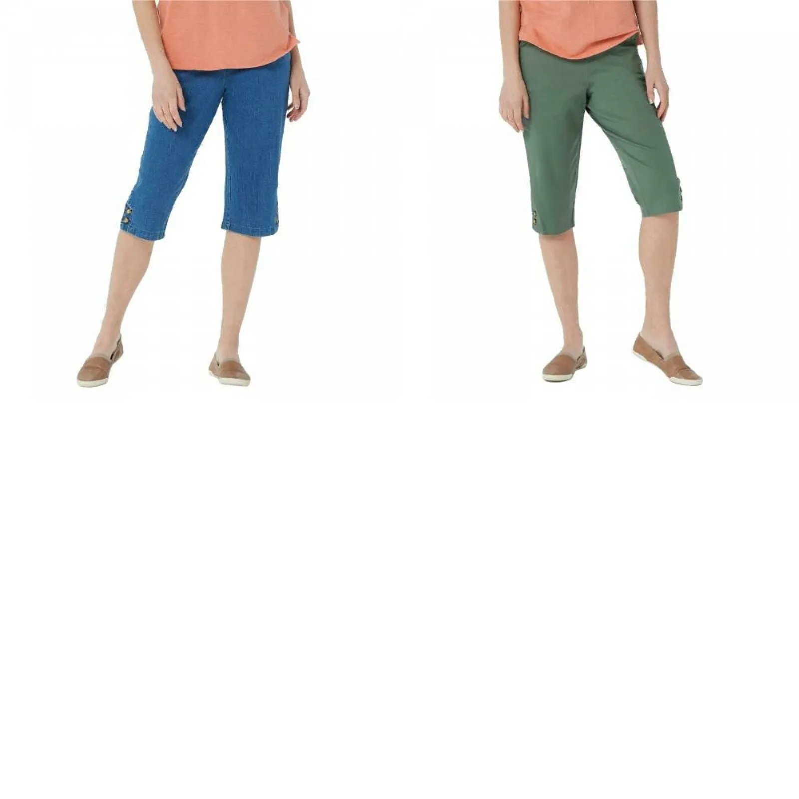 Denim & Co. Women's Denim Pull-on Flat Front Pedal Pusher Pants