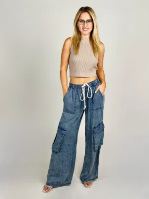 Denim Cargo Pants