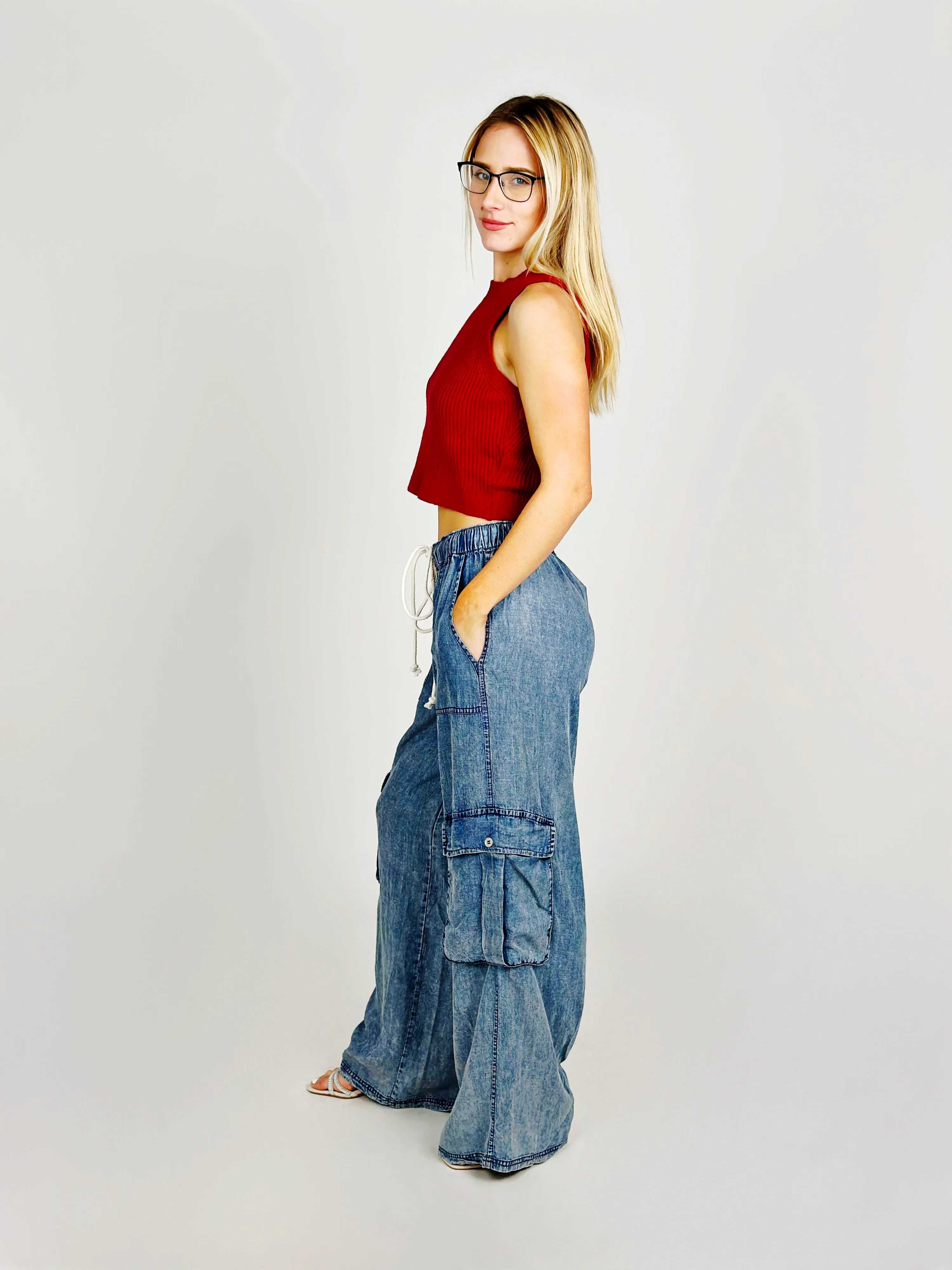 Denim Cargo Pants