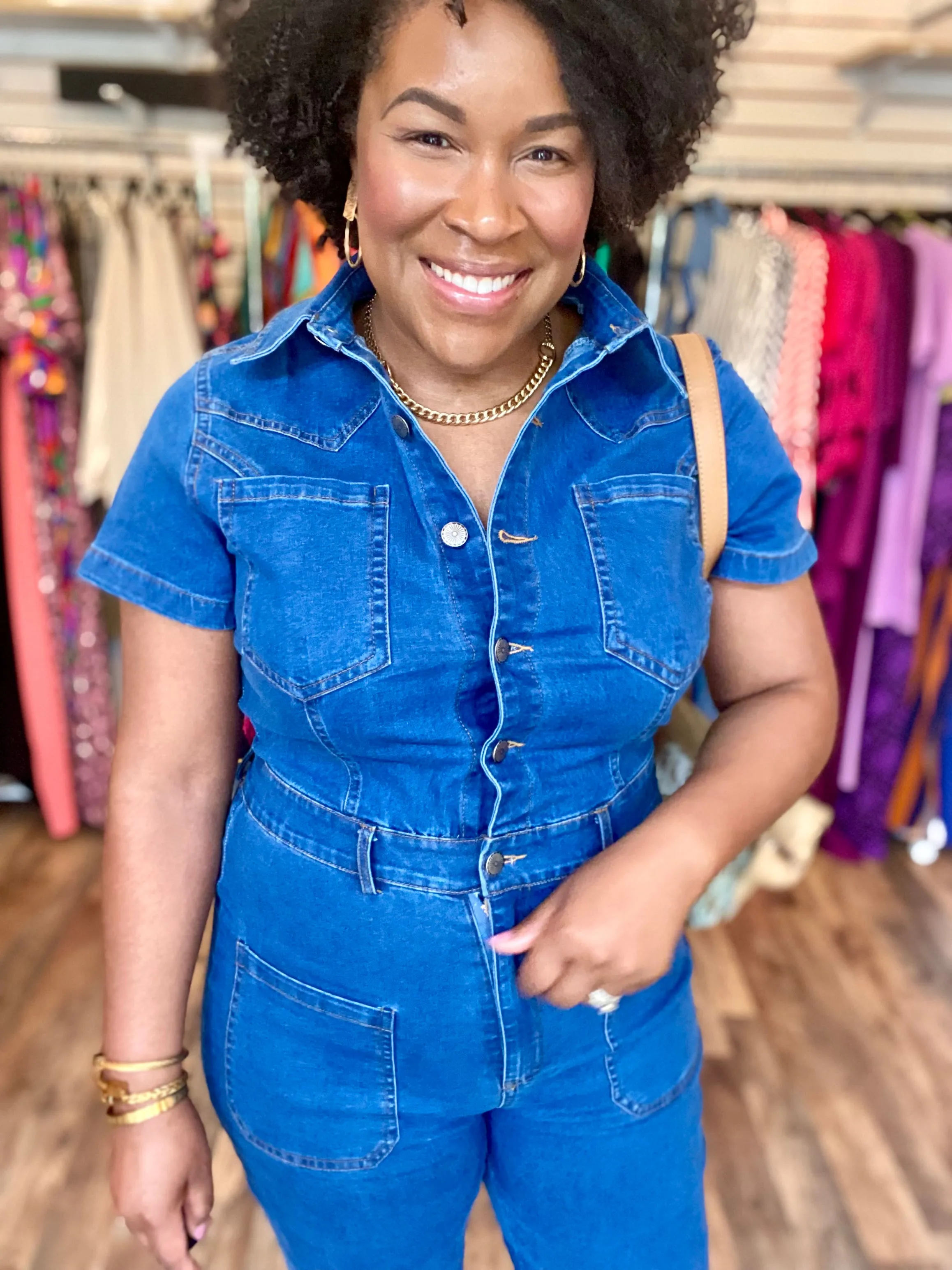 Denim Front Pockets Jumpsuit