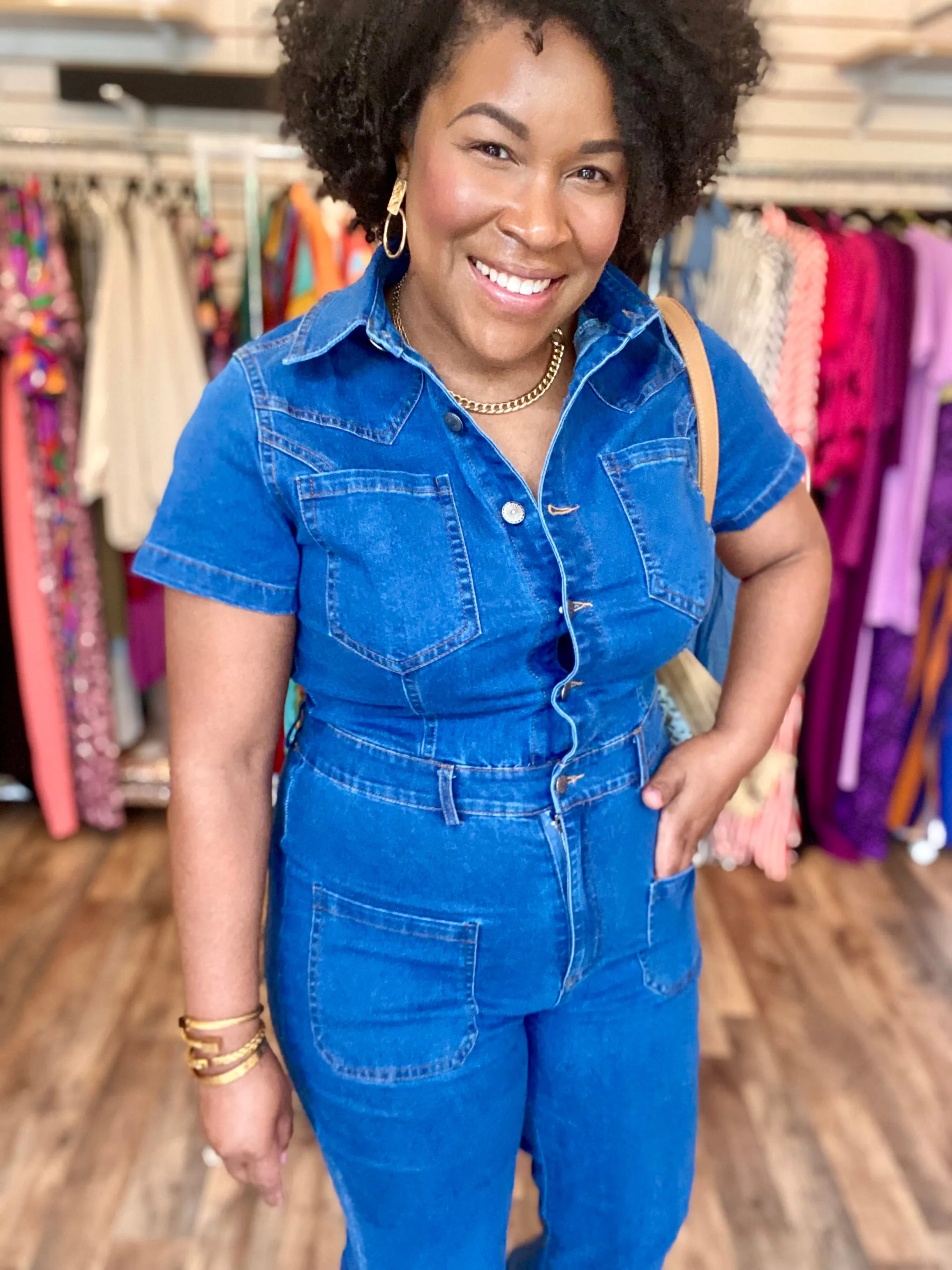 Denim Front Pockets Jumpsuit