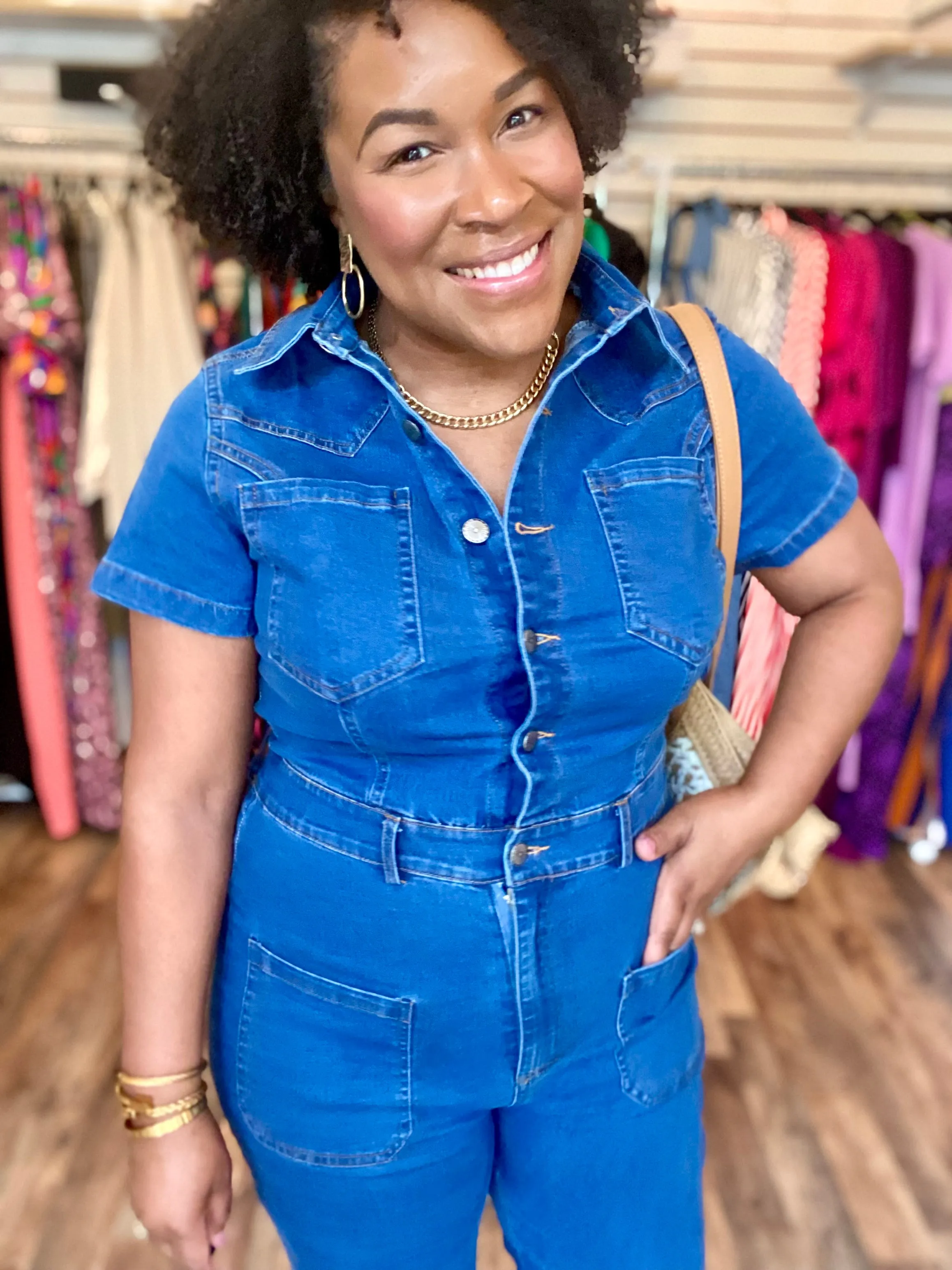 Denim Front Pockets Jumpsuit