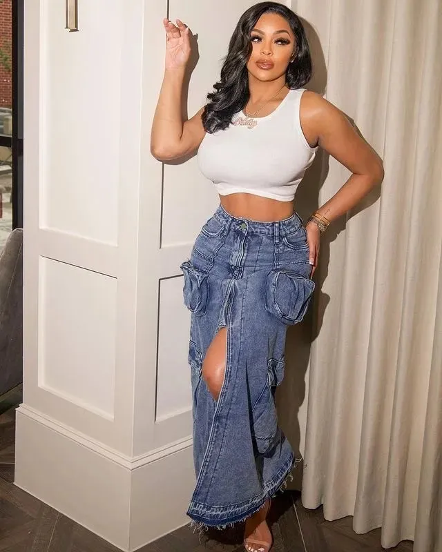 Denim Vibes Cargo Skirt (Restocked)