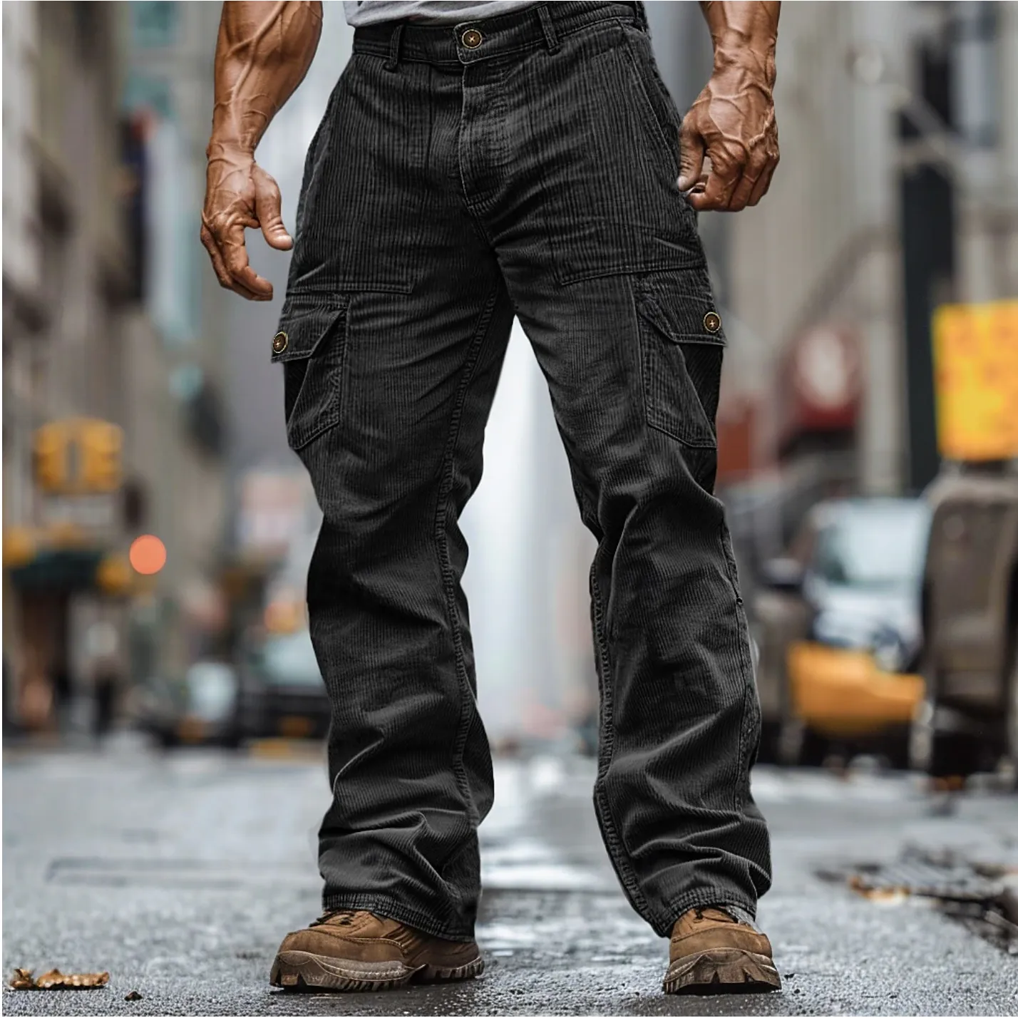 Denzel | Rugged Corduroy Cargo Pants for Men