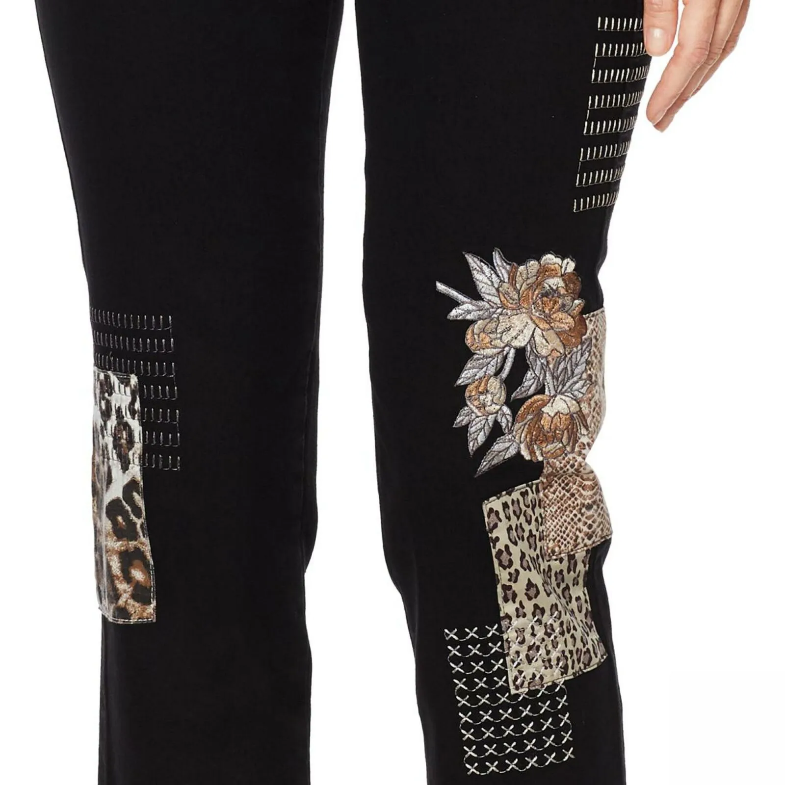 DG2 by Diane Gilman Women's Embroidered Stretch Denim Cropped Jeans