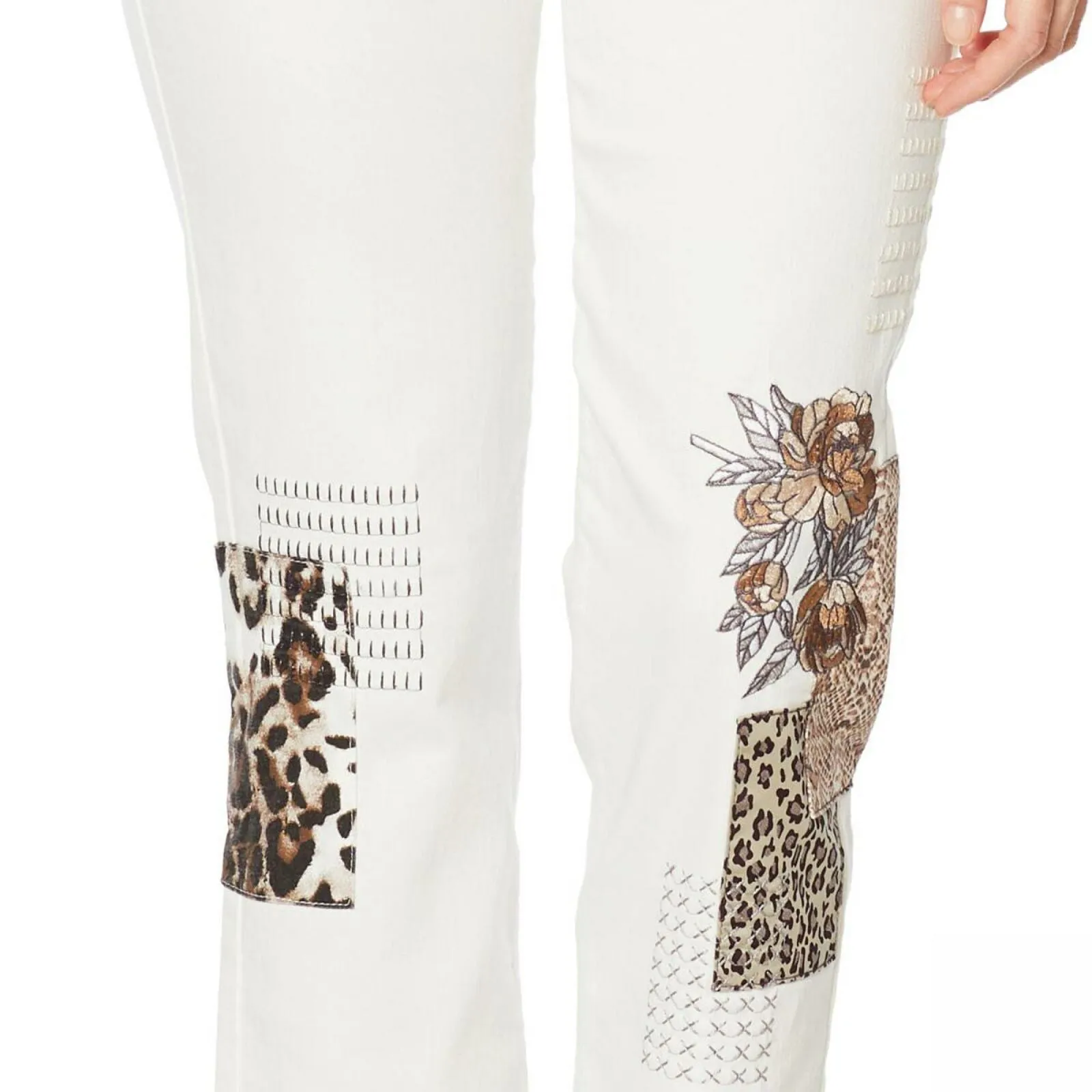 DG2 by Diane Gilman Women's Petite Stretch Embroidered Cropped Jeans