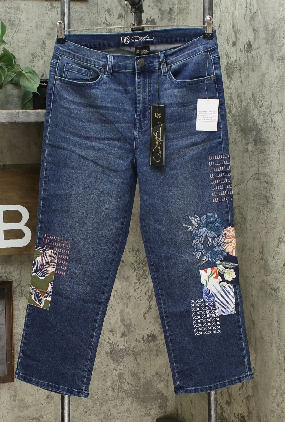 DG2 by Diane Gilman Women's Tall Classic Stretch Embroidered Cropped Jeans