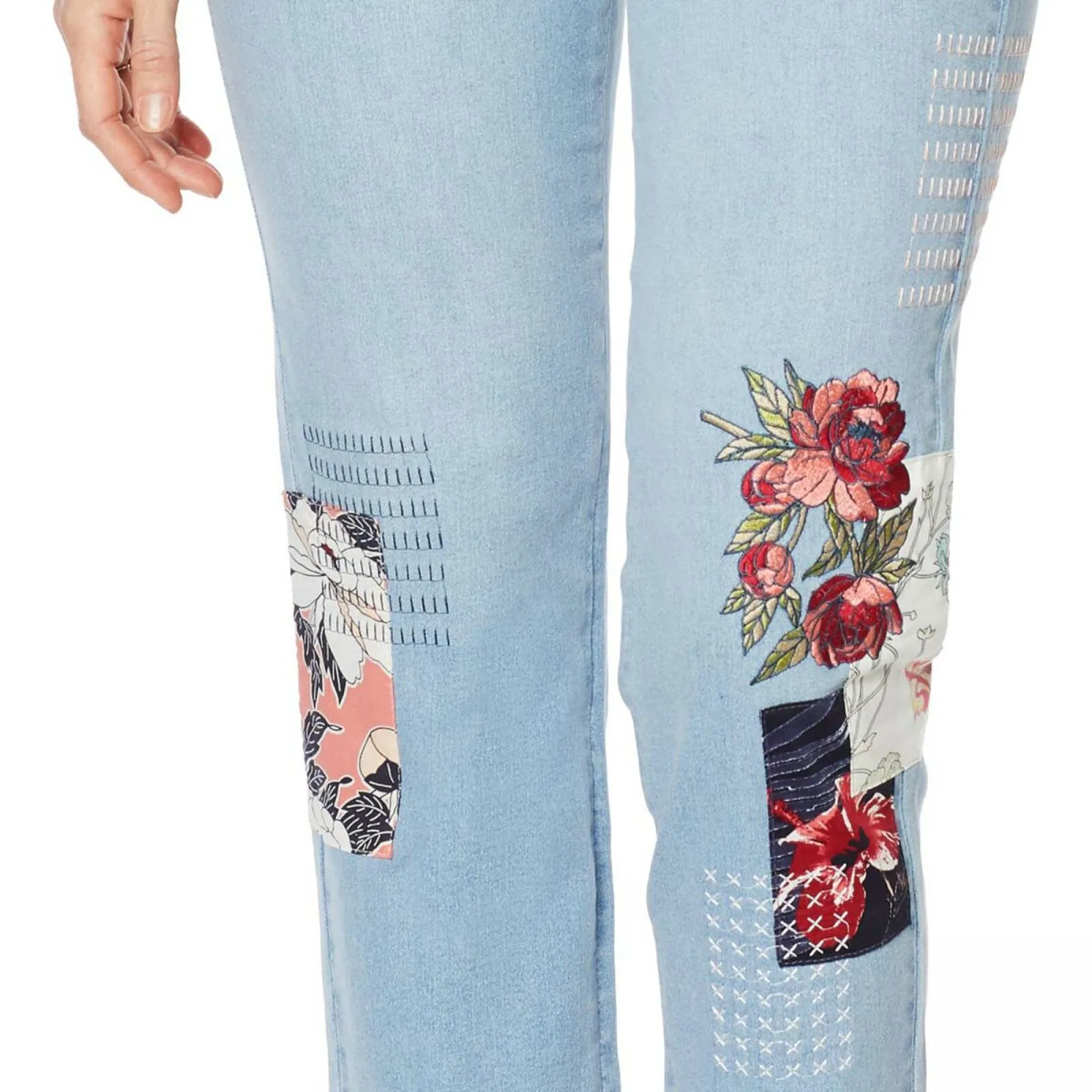 DG2 by Diane Gilman Women's Tall Embroidered Cropped Jeans
