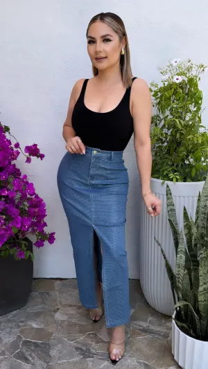 DIAMOND DENIM SKIRT