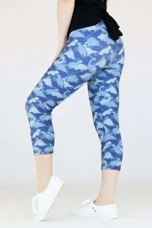 Dinosaur Camo - Casual Capri Leggings