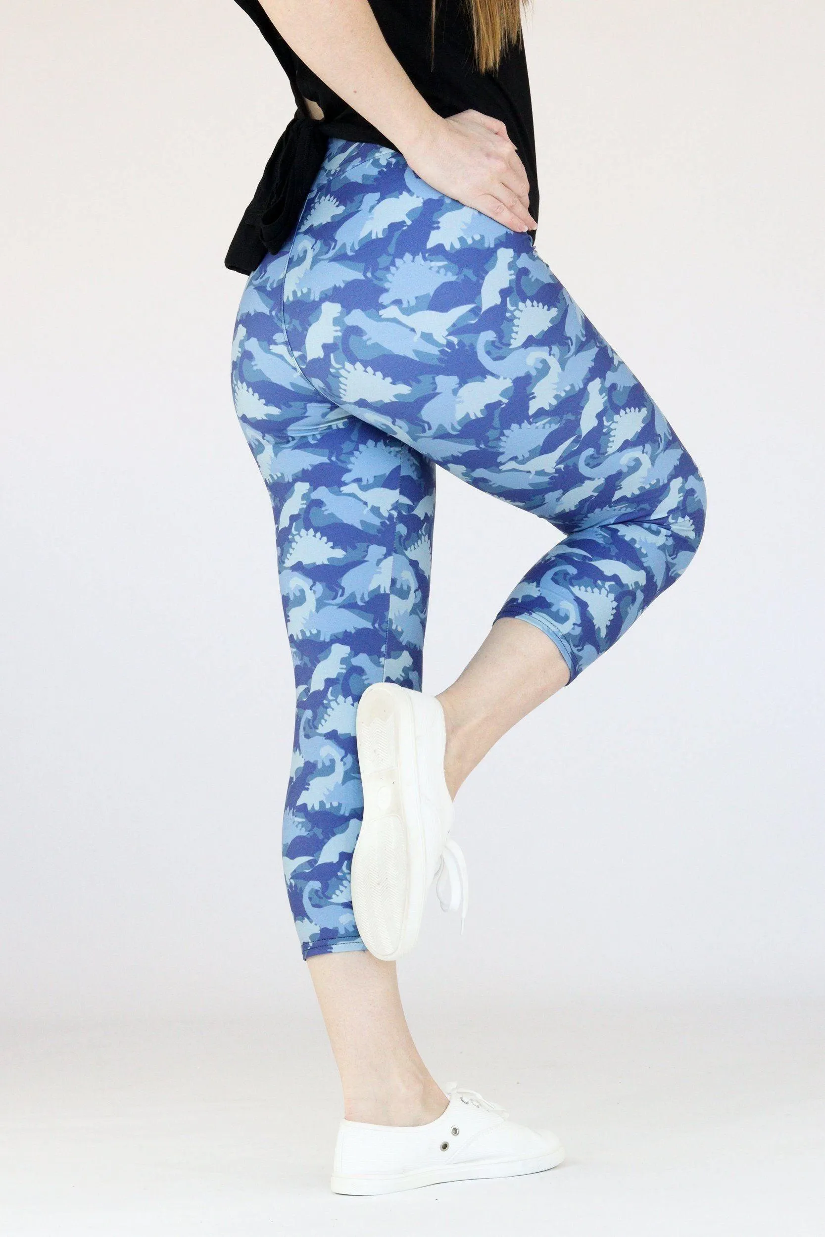 Dinosaur Camo - Casual Capri Leggings